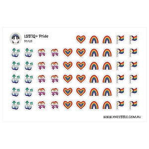 Pegatinas para planificador del Orgullo LGBTQ+ - Bandera del progreso y corazones arcoíris