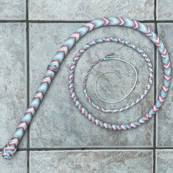 6 ft Paracord Bullwhip, Trans Pride Flag