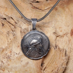 Men's 925 Silver Spartan Helmet Jewelry Shield Necklace Warrior Pendant Gift for him Birthday Anniversary, Accessory