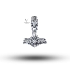 Thor Hammer Skull 925 Sterling Silver Pendant