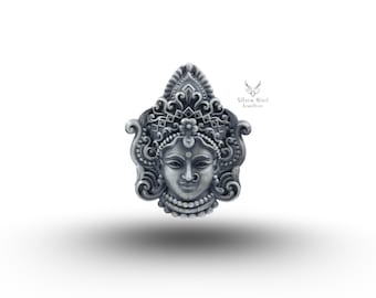 Durga  Maa Face  925 Sterling Silver Brooch