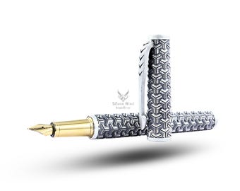 ステンシルスタイル 925スターリングシルバー 万年筆：酸化仕上げ