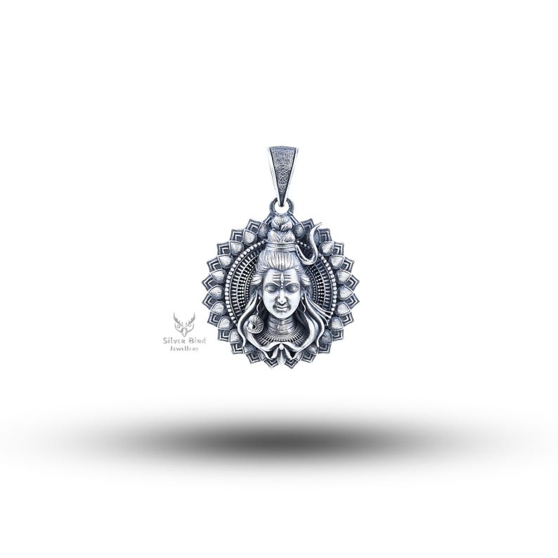 Pingente redondo de prata esterlina 925 com bênçãos do Senhor Shiva, Deus Supremo, terceiro olho imagem 1
