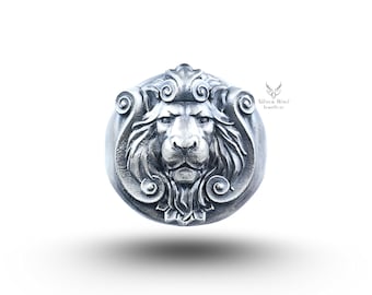 Antique Style African Lion 925 Sterling Silver Ring