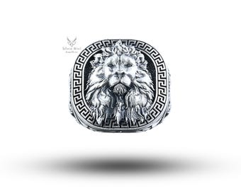 Greek Lion king 925 Sterling Silver Ring