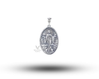 Colgante de plata de ley 925 con la Parca y el Ángel de la Vida