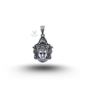 Diosa Durga Mahadevi Fuerza del Mal Protección Poder 925 Colgante de Plata