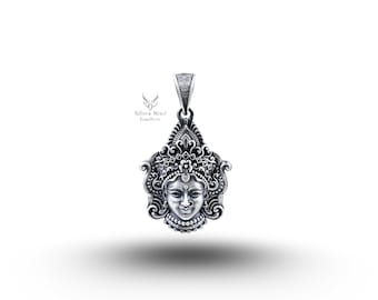 Goddess Durga Mahadevi Evil Strength Protection Power 925 Silver Pendant
