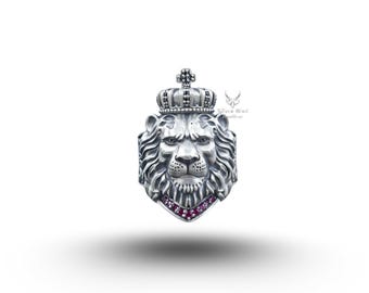 Royal Lion king Crown Animal 925 sterling silver ring