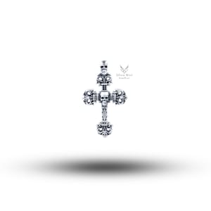 Gothic Skulls Cross 925 Sterling Silver Pendant