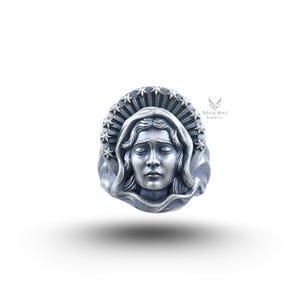 Anillo de plata de ley 925 de la Virgen María