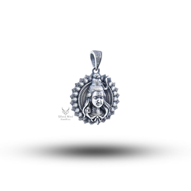 Pingente redondo de prata esterlina 925 com bênçãos do Senhor Shiva, Deus Supremo, terceiro olho imagem 2