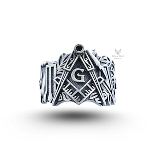 Masonic Man Compass 925 Sterling Silver Ring