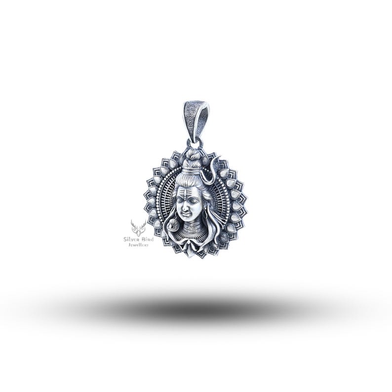 Pingente redondo de prata esterlina 925 com bênçãos do Senhor Shiva, Deus Supremo, terceiro olho imagem 3