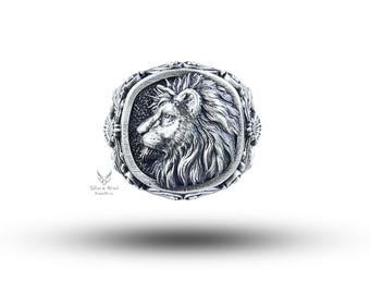 African Lion 925 Sterling Silver Ring