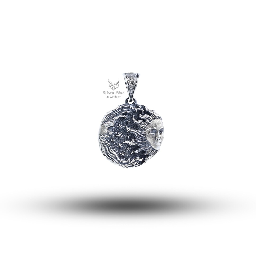 Sun and Moon 925 Sterling Silver Pendant - Etsy