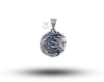 Sun and Moon 925 Sterling Silver Pendant