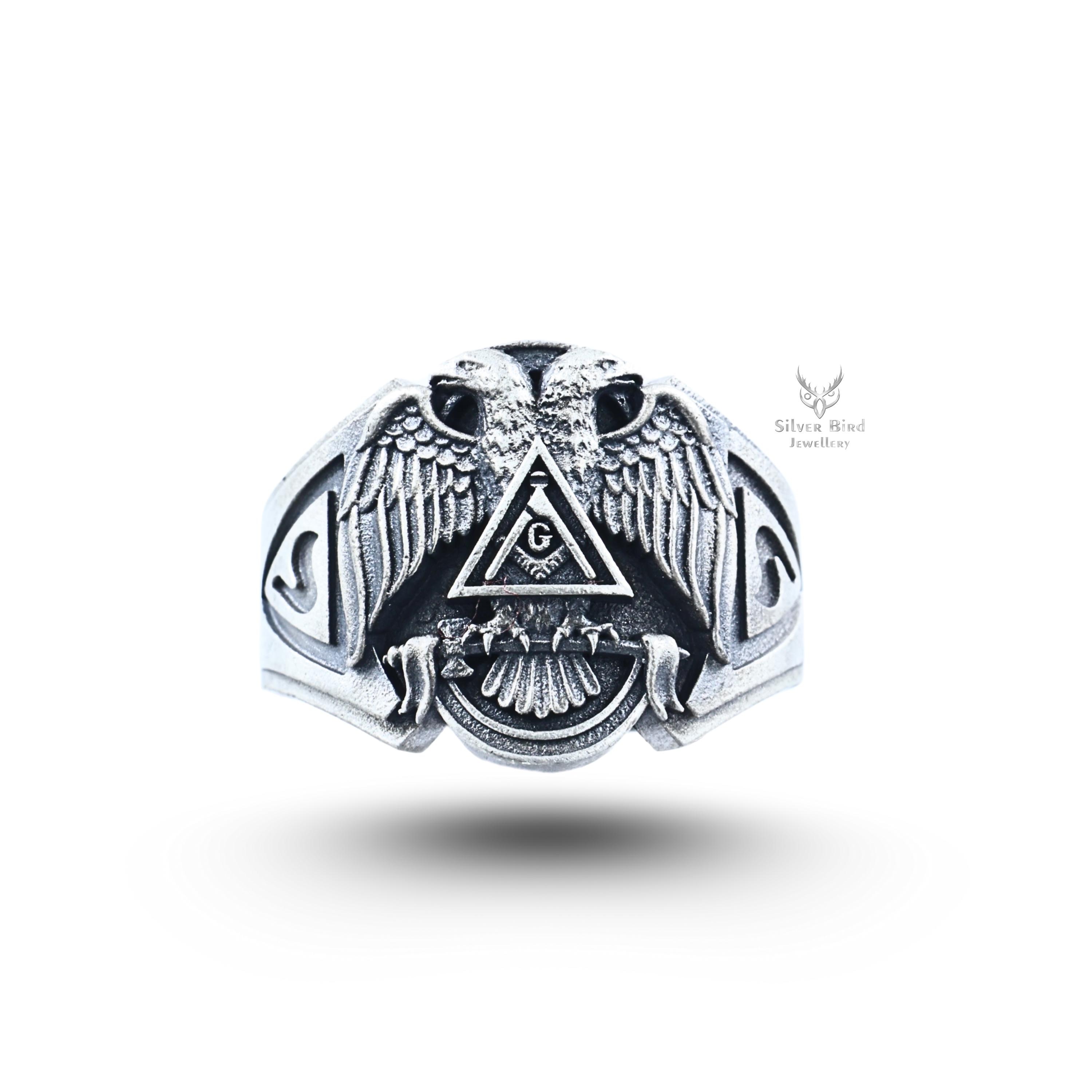 Masonic Eagles 925 Sterling Silver Ring