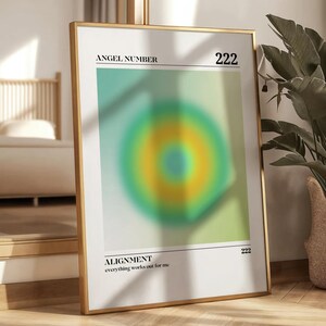 222 Angel Number Aura Print Balance & Harmony Spiritual Wall Art Gradient Energy Poster Manifestation Printable Art Aesthetic Room Decor