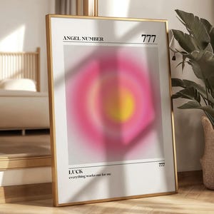 777 Angel Number Aura Print Luck & Divine Wisdom Wall Art Spiritual Gradient Poster Aesthetic Manifestation Digital Art