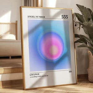 555 Angel Number Aura Print Change & Freedom Wall Art Gradient Energy Spiritual Poster Aesthetic Manifestation Decor