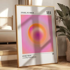 111 Angel Number Aura Print Spiritual Wall Art Gradient Energy Poster Manifestation Printable Art Aesthetic Room Decor