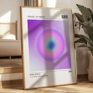 888 Angel Number Aura Print Abundance & Success Wall Art Gradient Energy Poster Spiritual Aesthetic Manifestation Download