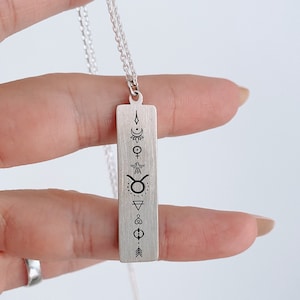 Taurus  Zodiac Necklace • Silver Astrology Zodiac Signs  Necklace • Custom Zodiac Necklace • Personalized Horoscope Necklace • Taurus Gift