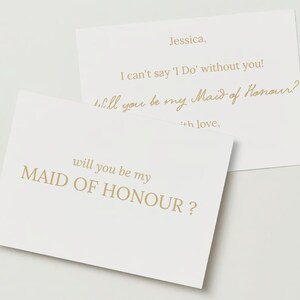 Maid Of Honour proposal Card, Elegant Will You Be My Maid of Honour, Flower Girl Proposal Note Card, Simple Wedding Keepsake Gift