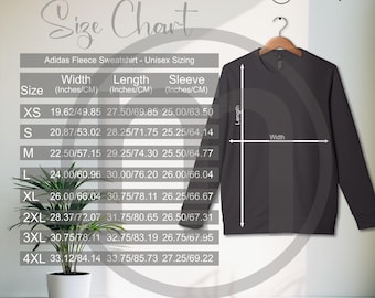 Adidas A434 Unisex Fleece Crewneck Sweatshirt Sizing Chart, Unisex