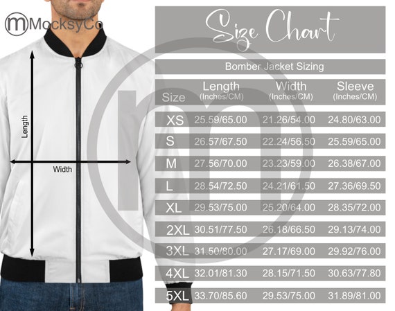 Artsadd Bomber Jacket AOP Size Chart All Over Print Mockup