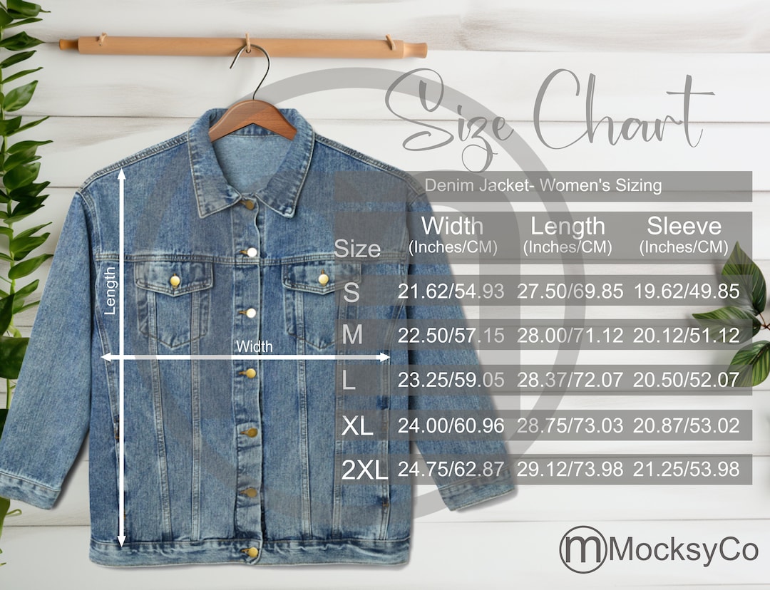 MWW レディース デニム ジャケット サイズ表 モックアップ、ヤード
