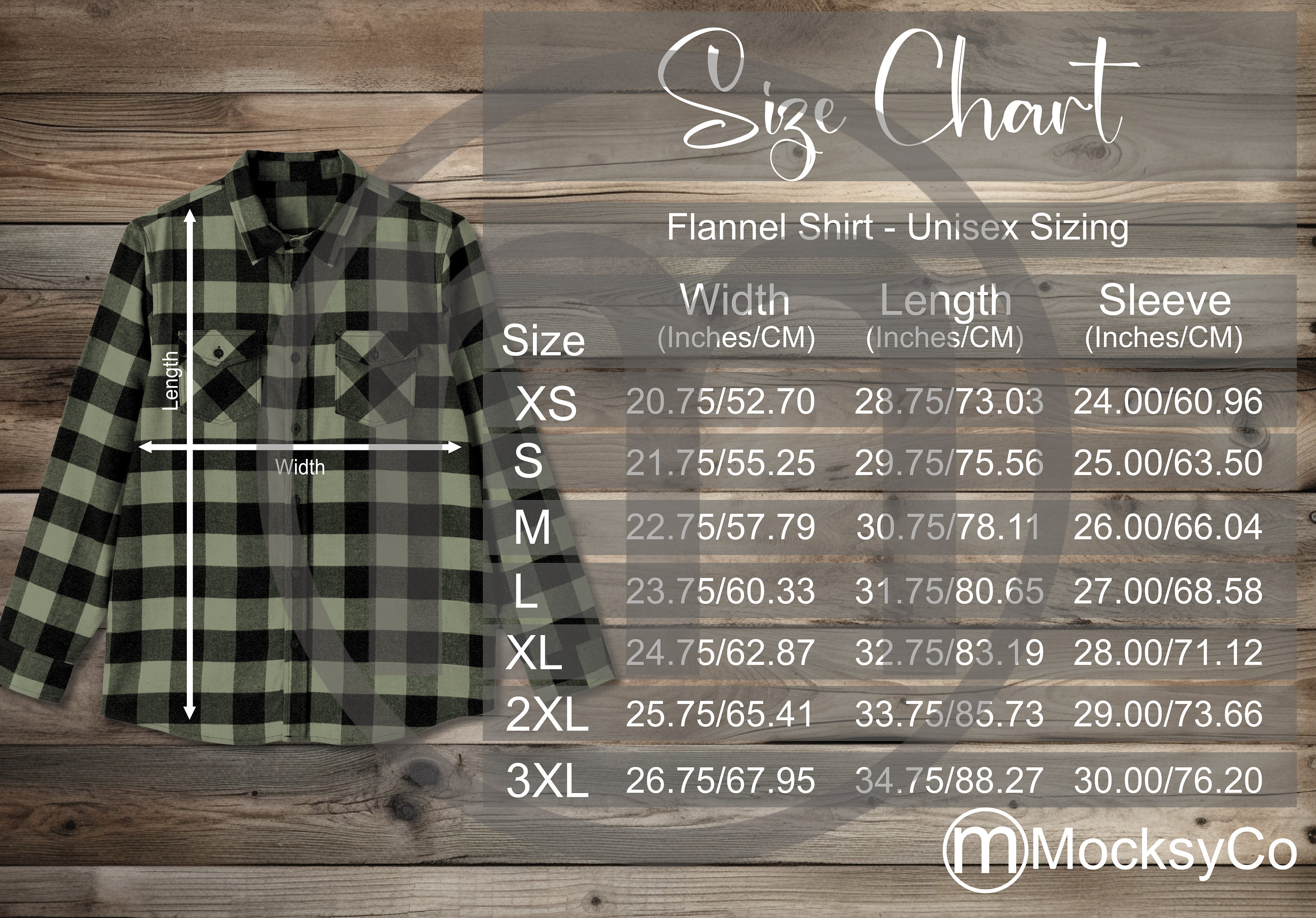 Dimona Tee Unisex Flannel Shirt Size Chart Mockup, Imperial Metric Sizes  Included Inches Centimeters, Independent Trading Company EXP50F - Etsy UK