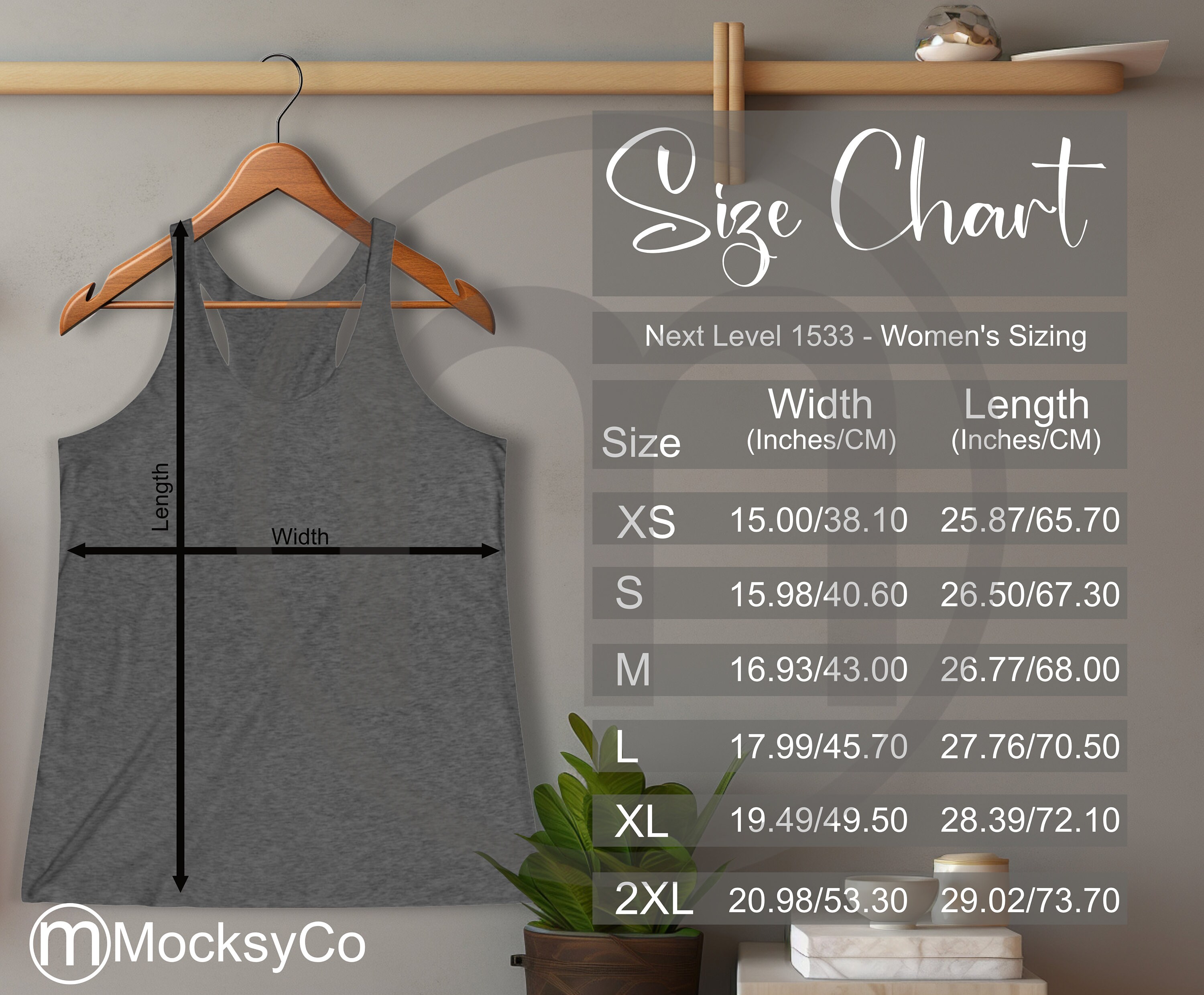 Next Level 6733 Racerback Tank Top Sizing Cart, Unisex Mockup, Imperial and  Metric Sizes Included, Inches and Centimeters, Tank Top - Etsy UK