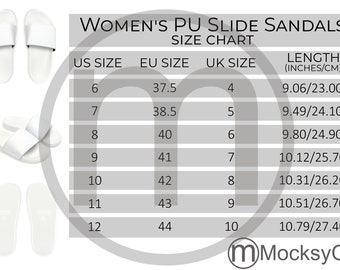 Deco Slides Women's PU Slide Sandals AOP Size Chart All Over Print