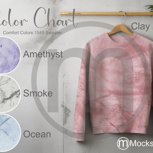 Comfort Colors 1545 Sweater Color Cart, Unisex Mockup, Comfort Colors Color Blast Sweatshirt Mockup, 1545 Kleuren Amethyst Ocean Smoke Clay