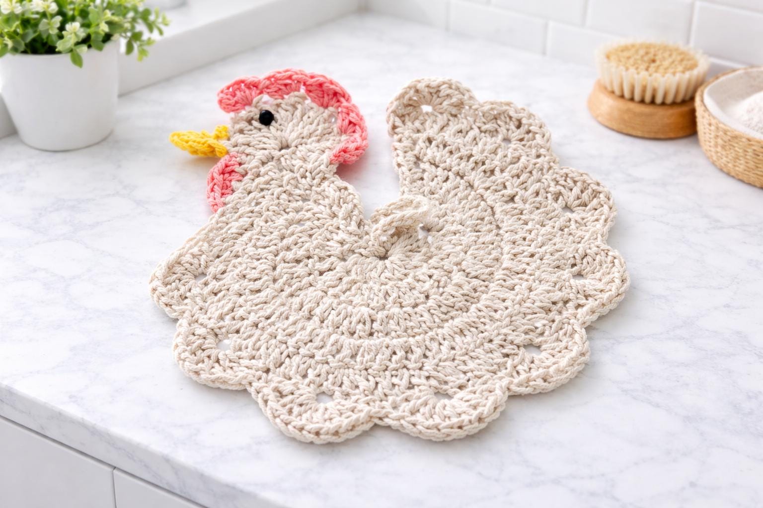 Chicken Potholder and Trivet Crochet Pattern