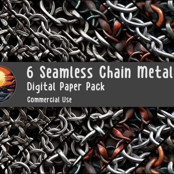 Chain Metal Seamless Digital Paper | Realistic Metal Chain Mail | Commercial Use | Printable Paper | Post Apocalypse