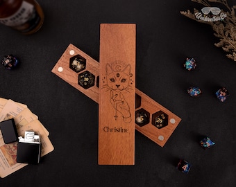 Caja de dados de madera personalizada - Regalos de dados para niñas, juego de D&D, caja de regalo de dados, caja de dados personalizada, mazmorras y dragones