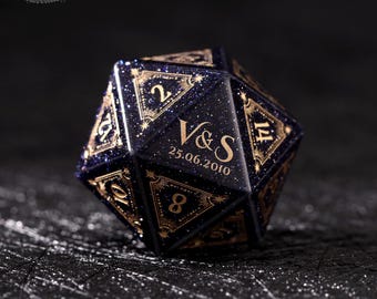 Personalised Wedding Dice - Stone Dice Set, Dnd Dice Set, Dnd Gifts, Gifts for the Couple, Wedding Gifts, Custom D20, Role Playing Games