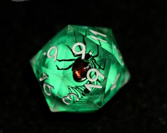 Glow in Dark Spider Dice - RPG Würfel Set, DM Geschenke, Nerdy Geschenke, Handgemachte Polyedrische Würfel, Halloween Geschenk, Dungeons und Drachen