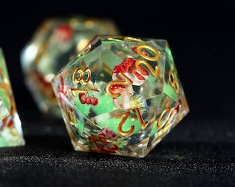 Mushroom Fantasy Resin Dice - Handmade Sharp Edge Resin Dice, RPG, Dungeons and Dragons, DND Gifts, Gift for Gamers