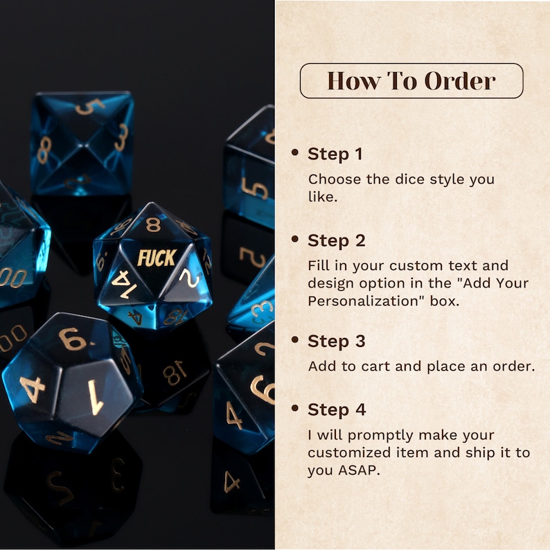 Custom Dice - Custom Dnd Dice Set, Personalised Dnd Gifts, Dungeons and Dragons, Board Game Dice, Gamer Wedding Gift image 8