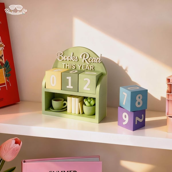 Charming 3D-Printed Bookshelf Counter - Track Your Reading Journey in Style, Books Read This Year, Book Lovers Gift, Bookshelf Decor