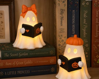 Ghost Reading Book - 3D Printed Bookshelf Decor, Book Lover Gifts, Halloween Decor