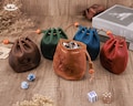 Custom Leather Dice Bag - Dungeons & Dragons Dice Bags, Table Top Gaming Board Games, Engraved Leather Dice Storage Bag, Pocket Dice Bag