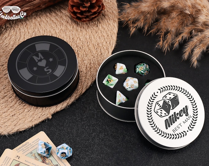 Personalized and Engraved Metal Dice Tin - Protective Dnd Dice Set Storage, Dice Storage Tin, Metal Dice Box, Dice Protection, DND Dice box