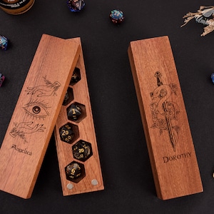 Custom Wooden Dice Box - Dice Gifts for Girls, D&D Game, Dice Box Set Gift Box, Personalized Dice Box, Dungeons and Dragons