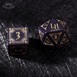 Custom Gemstone Dice - Personalised Wedding Dice Set, Wedding Gift, Anniversary Gifts, Custom D20, Valentines Day Gift, Dnd Gifts