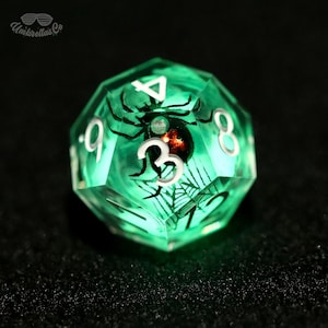 Spider Liquid Core tärningsset - RPG tärningsset, DM-presenter, nördiga presenter, handgjorda polyedriska tärningar, Dungeons and Dragons